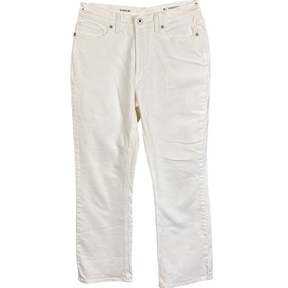 Vince Women's Kick Boot Cut Denim Jeans Chalk White SZ 29 Quiet Luxury Designer - Picture 2 of 10